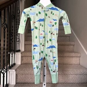 Hanna Andersson Size 60 US 6-9M Green Yeti Winter Wood Sleeper Holiday Christmas